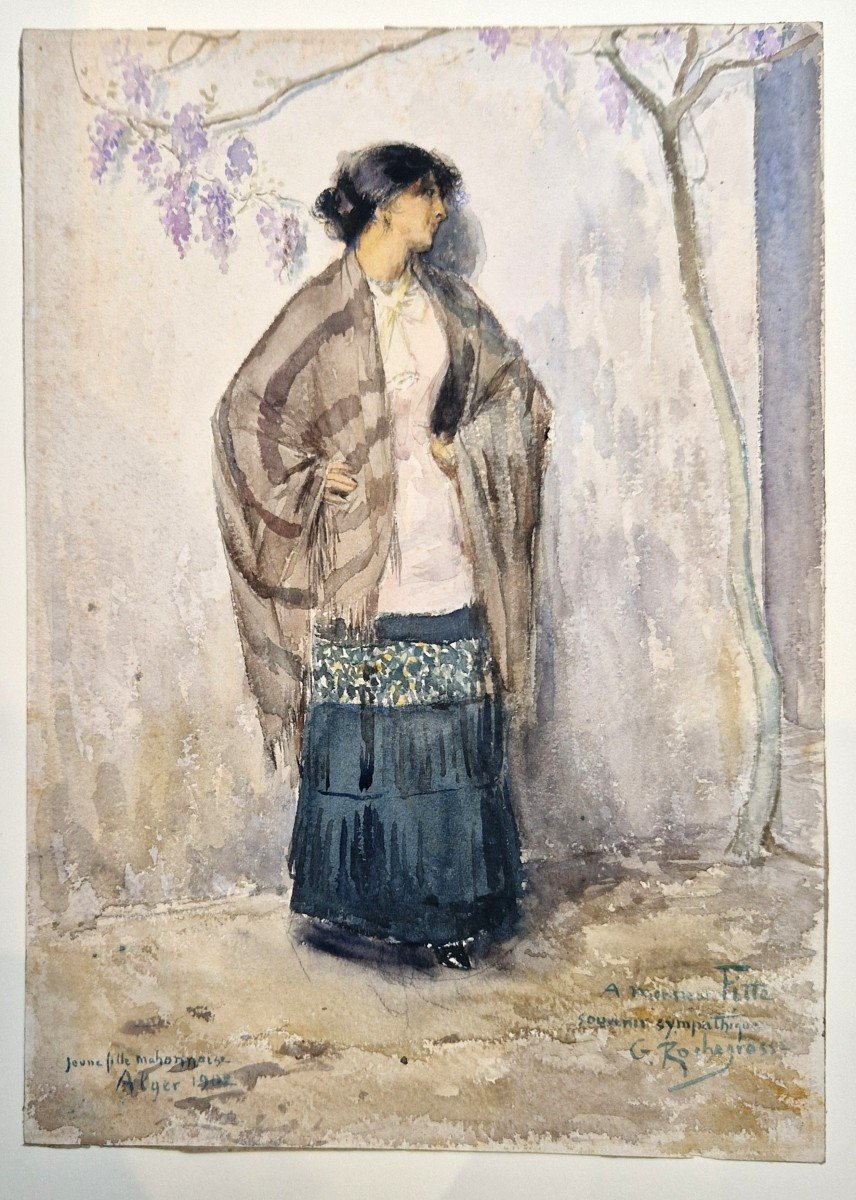 Georges Rochegrosse 1859-1938 Young Girl Mahonnaise Algiers Watercolor