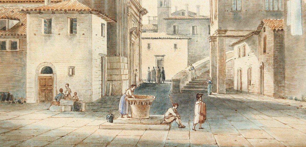 Victor Jean Nicolle 1754-1826 Une Place à Venise Aquarelle-photo-2