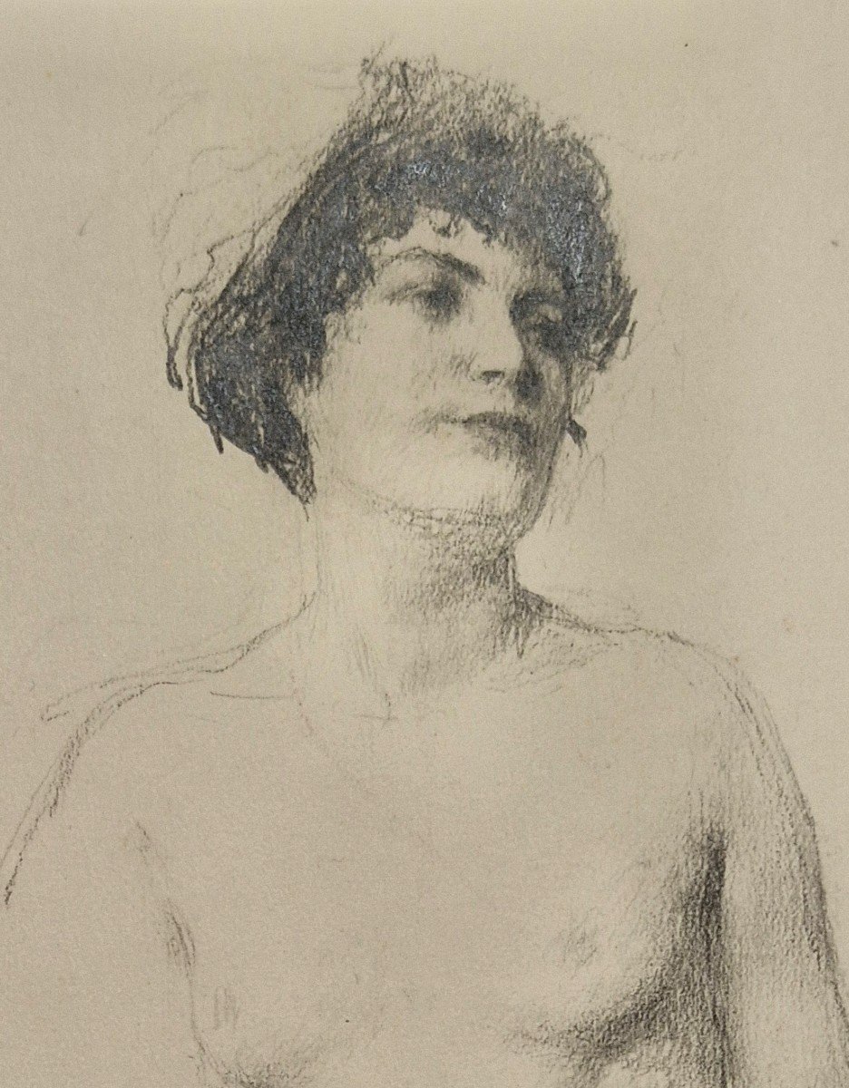 Henri Royer 1869-1938 Nu Féminin Dessin Au Crayon Noir-photo-2