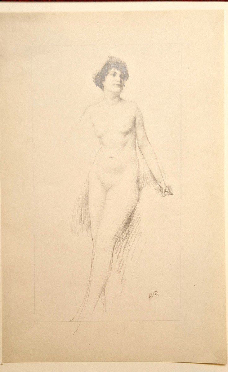 Henri Royer 1869-1938 Nu Féminin Dessin Au Crayon Noir-photo-4