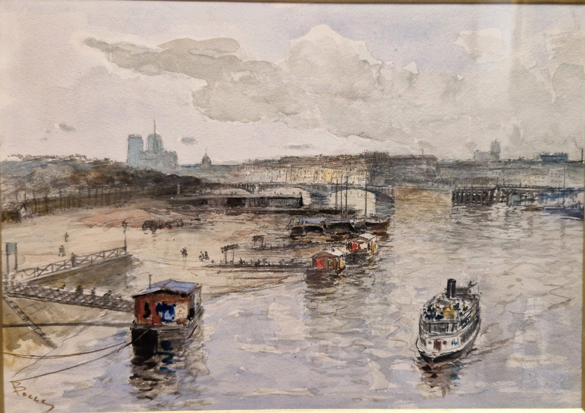 Frank Myers Boggs 1855-1926 Vue De Paris Aquarelle-photo-2