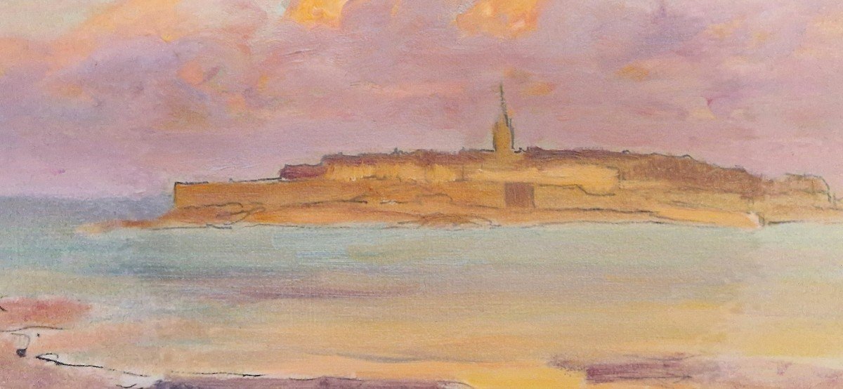 Charles Wislin 1852-1922 Dinard Oil On Paper-photo-2