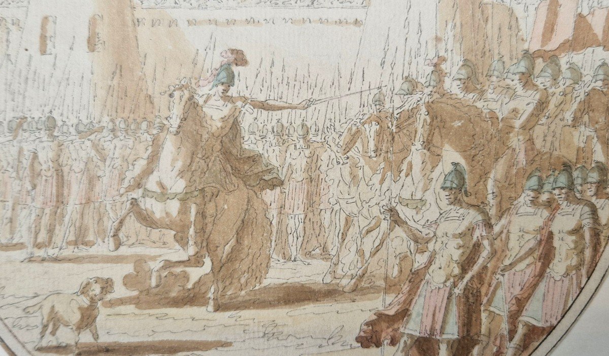 Louis Félix Delarue 1730-1777 Roman General In Front Of His Troops Pen, Wash And Watercolor-photo-3