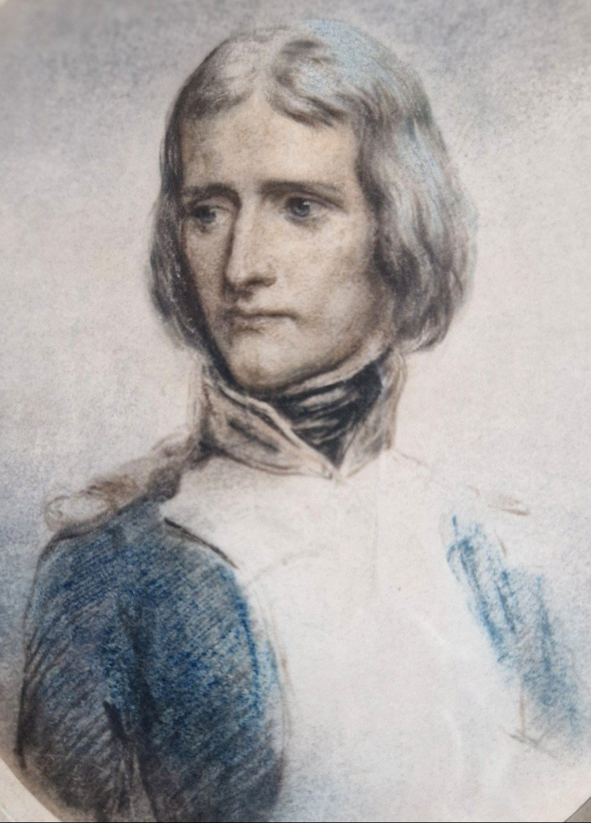 Jean Baptiste Isabey 1767-1855 (entourage De) Bonaparte Artillery Captain Watercolor-photo-2