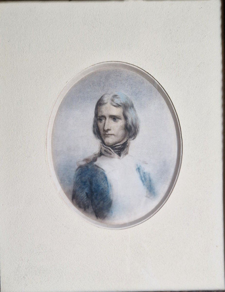 Jean Baptiste Isabey 1767-1855 (entourage De) Bonaparte Artillery Captain Watercolor-photo-2