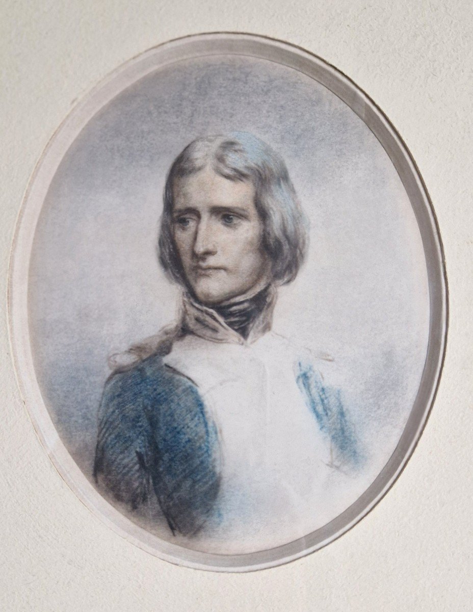 Jean Baptiste Isabey 1767-1855 (entourage De) Bonaparte Artillery Captain Watercolor