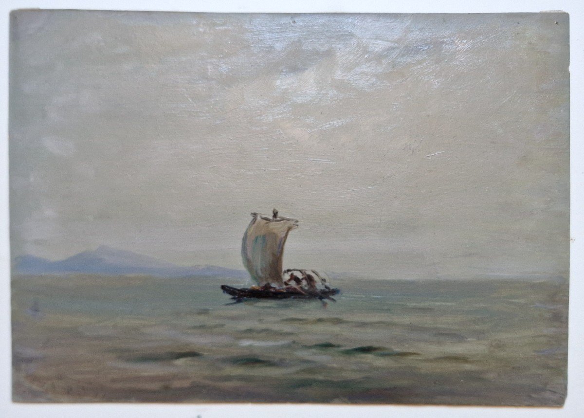 Georges Ricard Cordingley 1873-1939 Boat On Lake Maggiore Oil On Paper