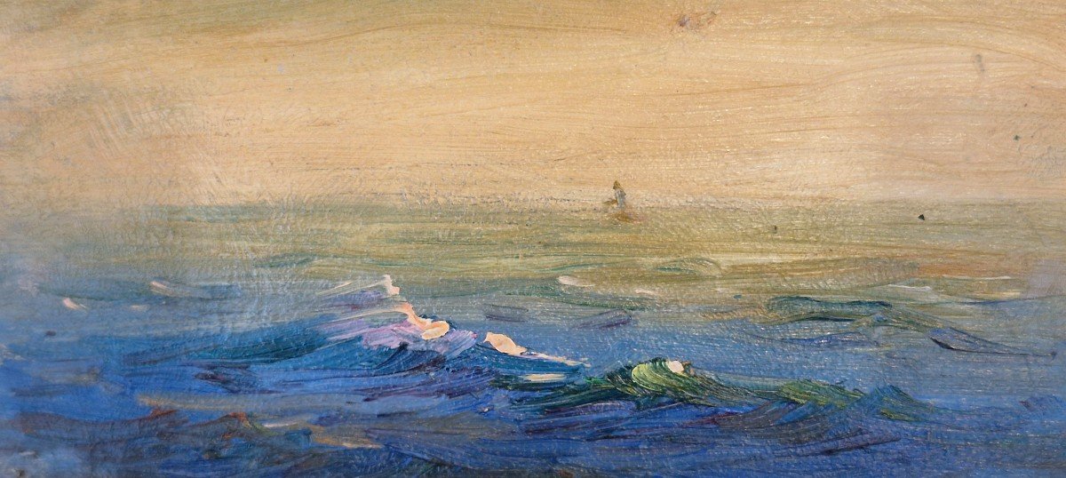 Georges Ricard-cordingley 1873-1939 Marine Bleue Huile Sur Toile-photo-2