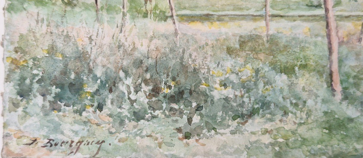 Marie Désiré Bourgoin 1859-1911 Au Bord De l'Eau Aquarelle-photo-1