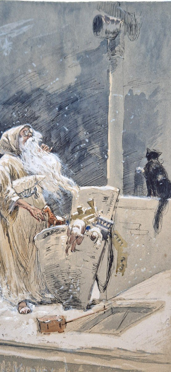 René Leverd 1872-1938  Le Père Noël Aquarelle-photo-1