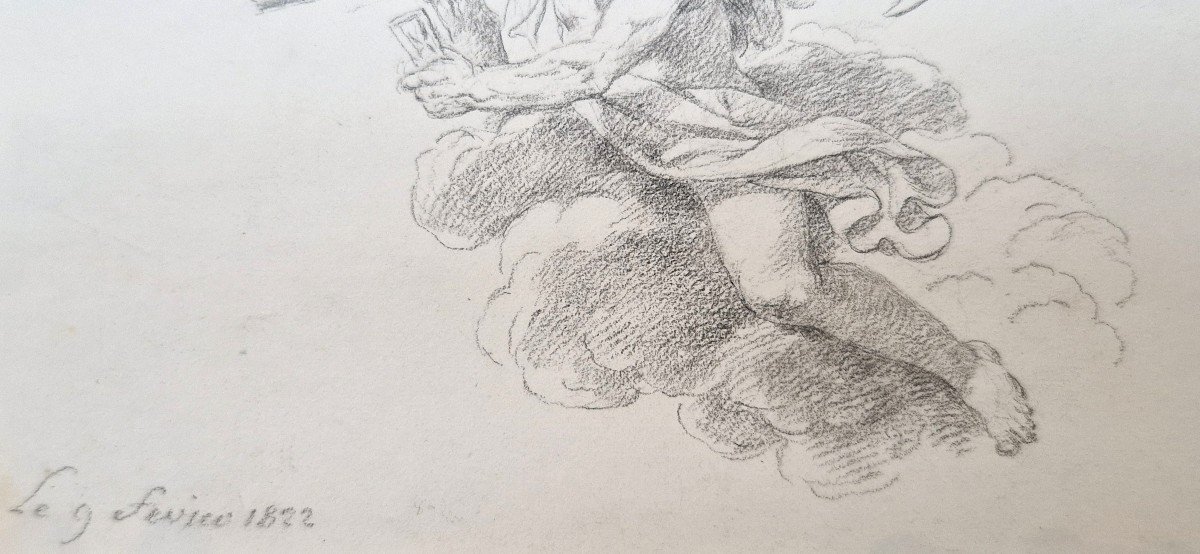 Jean-jacques Le Barbier 1738-1826 Saturne Dessin Au Crayon Graphite-photo-3