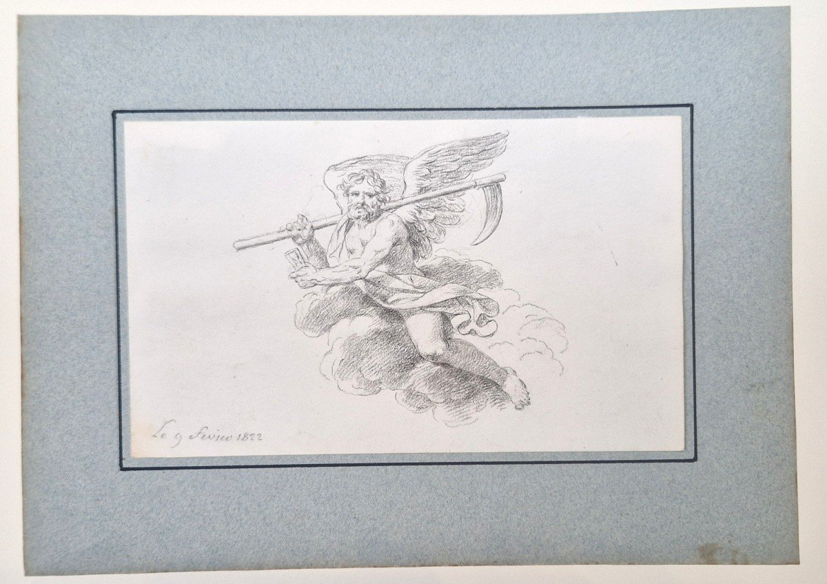 Jean-jacques Le Barbier 1738-1826 Saturne Dessin Au Crayon Graphite-photo-1