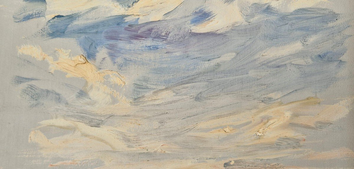 Georges Ricard-cordingley 1873-1939 Study Sky And Sea Oil On Paper-photo-3