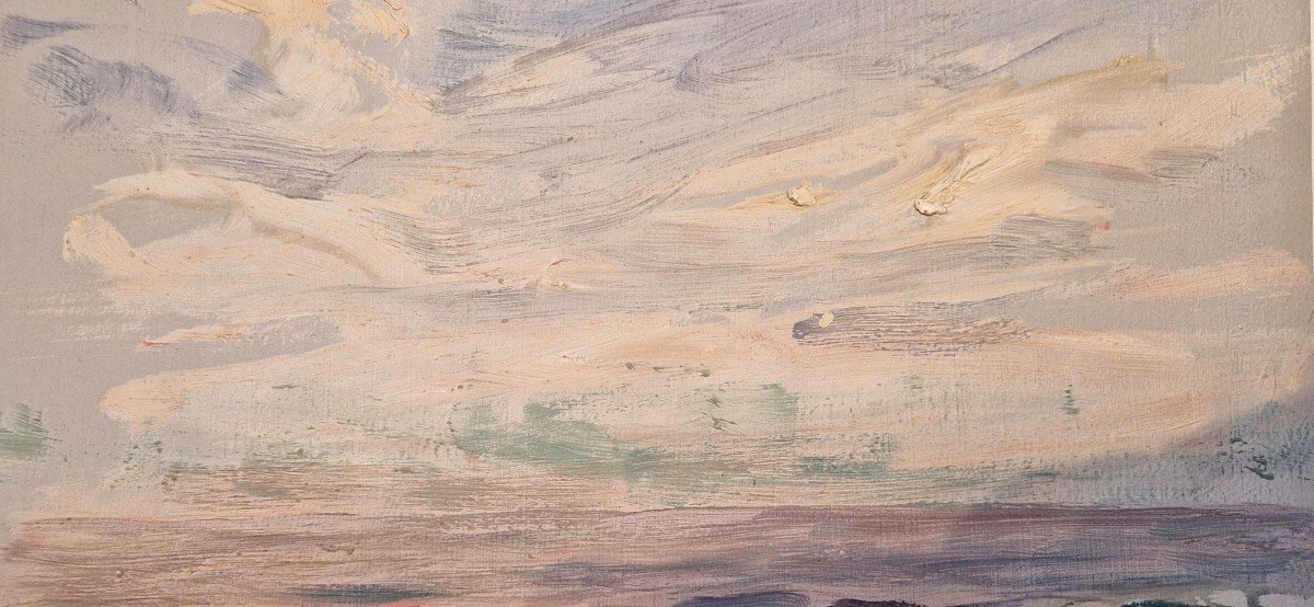 Georges Ricard-cordingley 1873-1939 Study Sky And Sea Oil On Paper-photo-1