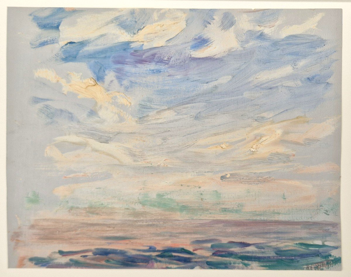 Georges Ricard-cordingley 1873-1939 Study Sky And Sea Oil On Paper