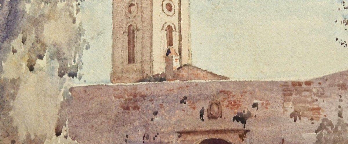 Robert H Munro Born 1886 Chevet Of The Basilica Of San Miniato Al Monte In Florence Watercolour-photo-4