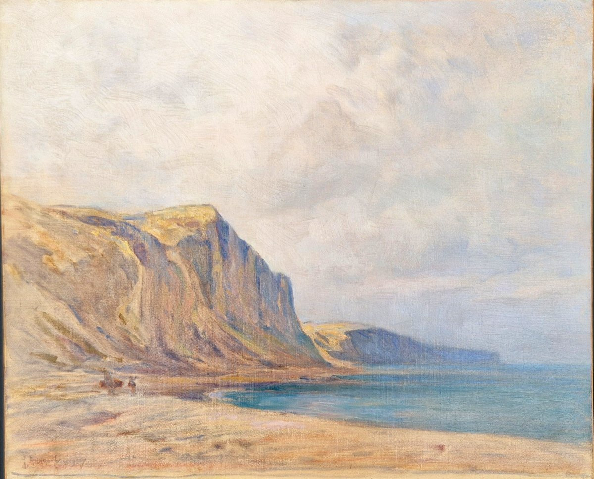 Georges Ricard-cordingley 1873-1939  Falaises vers Boulogne sur mer Huile Sur Toile-photo-2