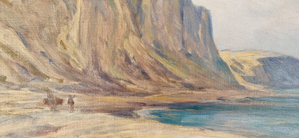 Georges Ricard-cordingley 1873-1939 Cliffs On The Coasts Of Boulogne Oil On Canvas-photo-1