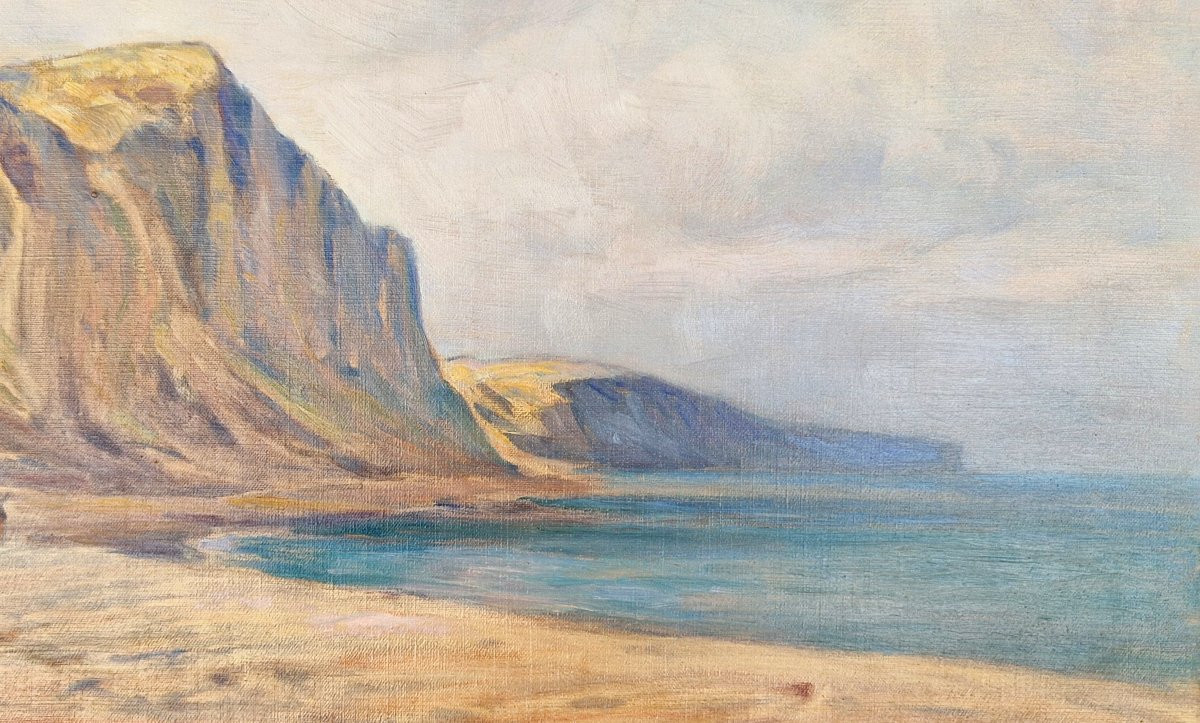 Georges Ricard-cordingley 1873-1939 Cliffs On The Coasts Of Boulogne Oil On Canvas-photo-2