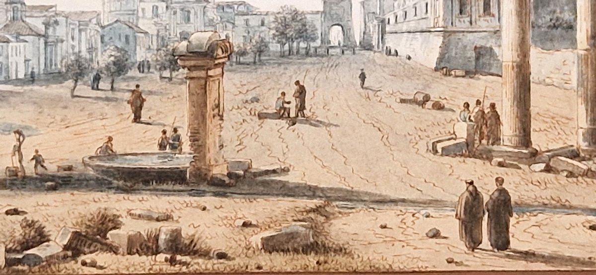 Victor Jean Nicolle 1754-1826 The Forum In Rome Watercolor-photo-4