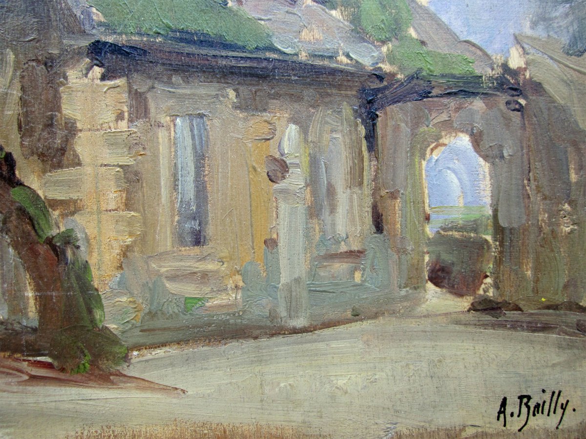 Alexandre Bailly 1866-1949 Le Petit Trianon Versailles Oil On Panel-photo-3