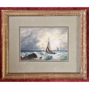 Théodore Gudin 1802-1880 Marine Watercolor