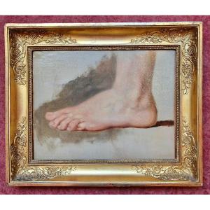 French School From The Beginning Of The 19th Century Foot Study Oil On Paper