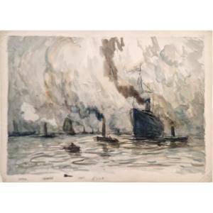 Frank Myers Boggs 1855-1926 Rotterdam Aquarelle