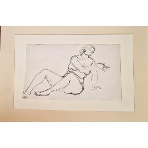 André Derain 1880-1954 Reclining Female Nude Pen And Black Ink