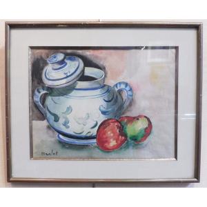 Elisée Maclet 1881-1962 Nature Morte Au Sucrier Aquarelle