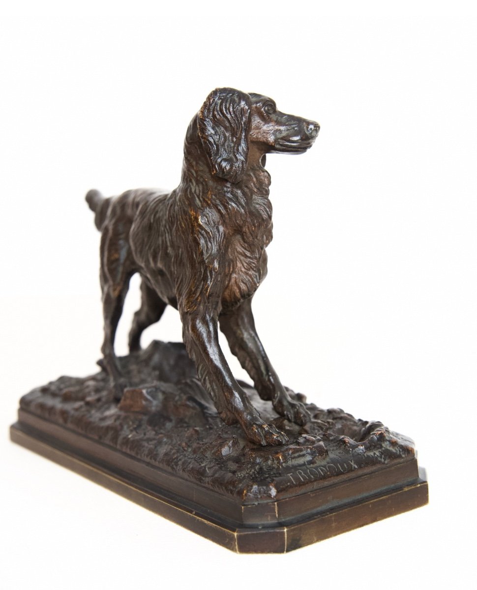 Chien épagneul - Bronze de Henri Trodoux (XIXe Siècle)-photo-3