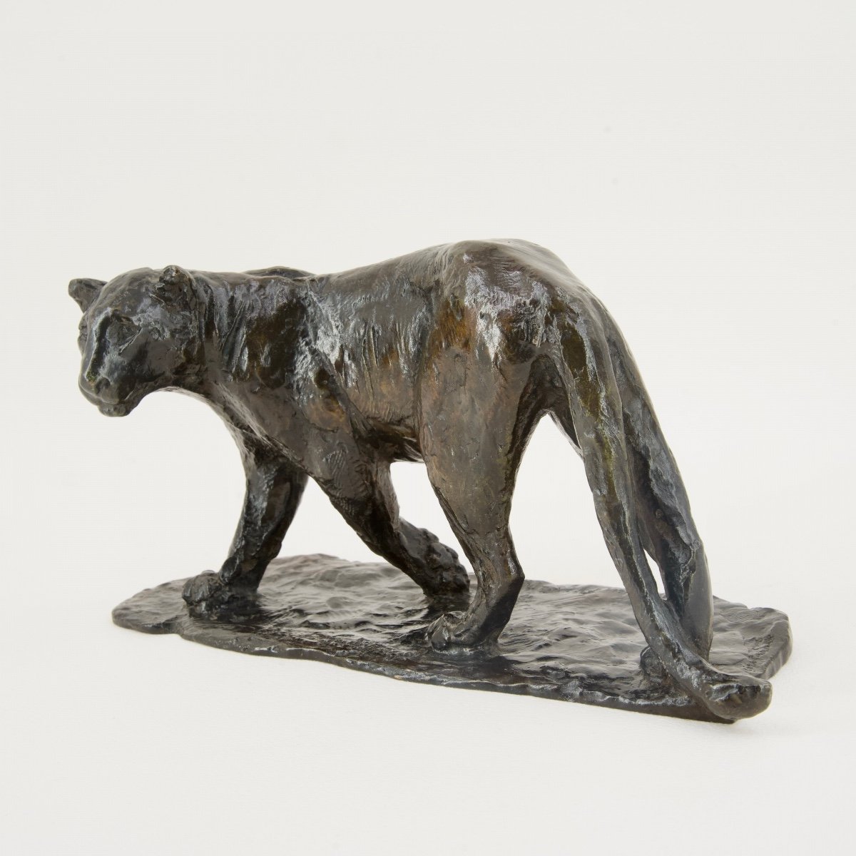 Walking Lioness - Bronze By Roger Godchaux (1878 - 1958)-photo-2