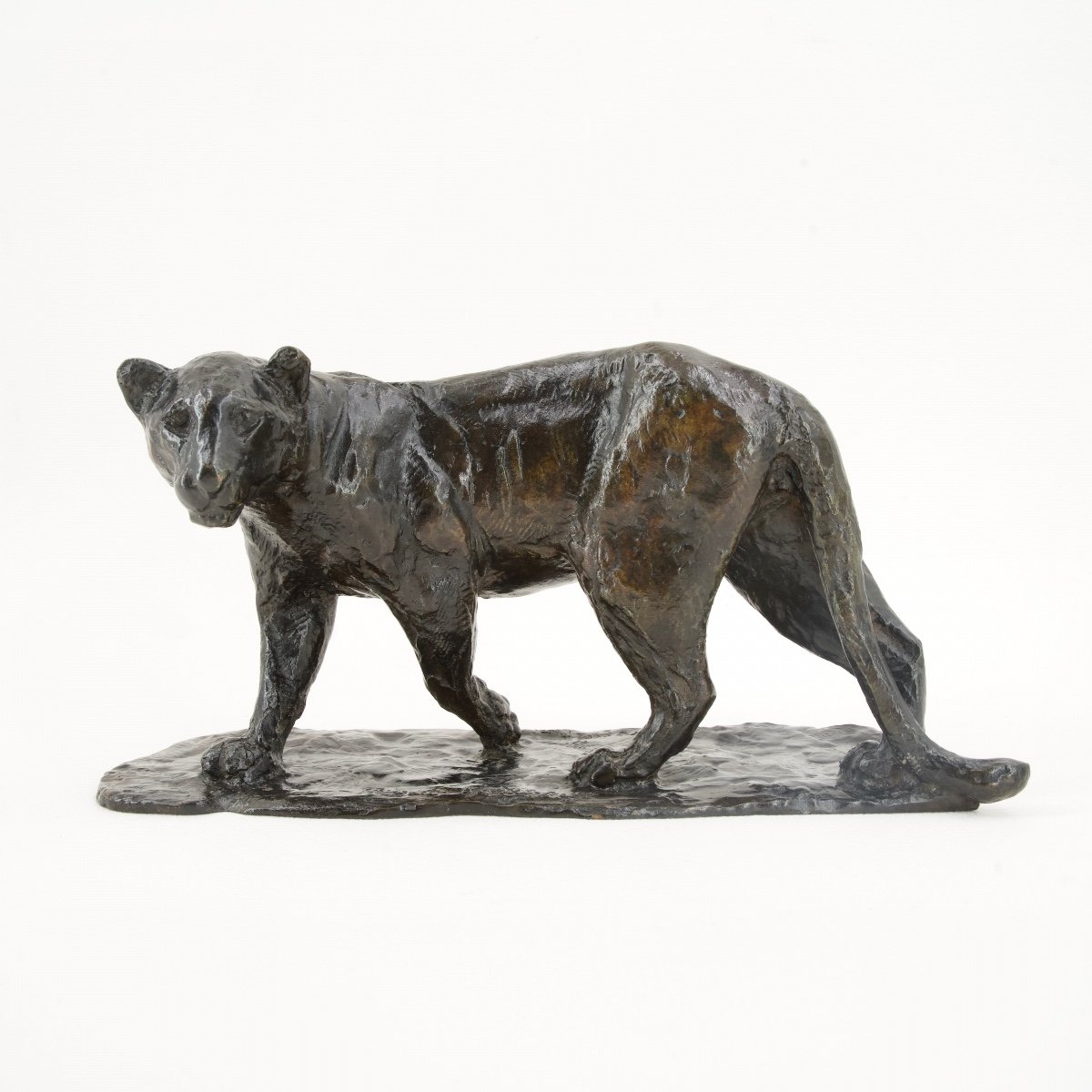 Walking Lioness - Bronze By Roger Godchaux (1878 - 1958)