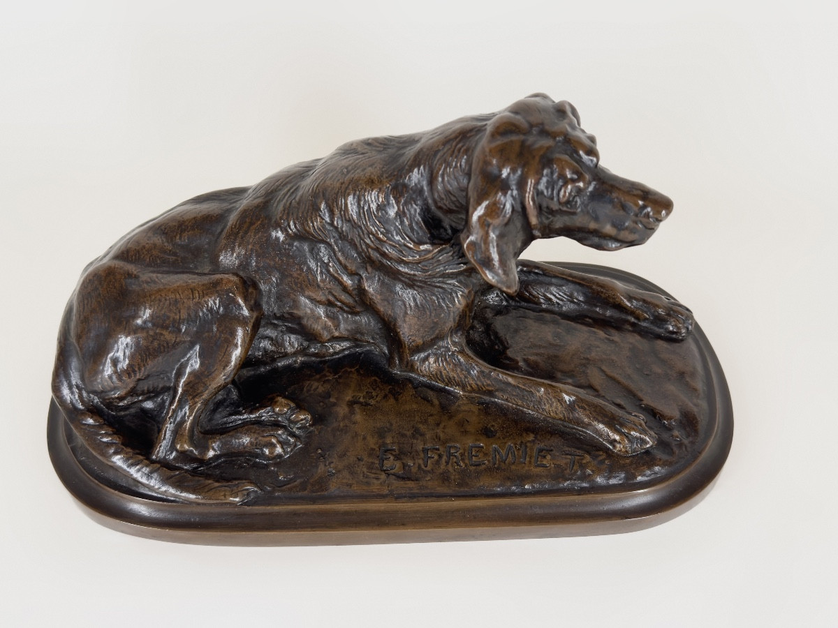 Lying Pack Dog - Bronze By Emmanuel Frémiet (1824 - 1910)-photo-3