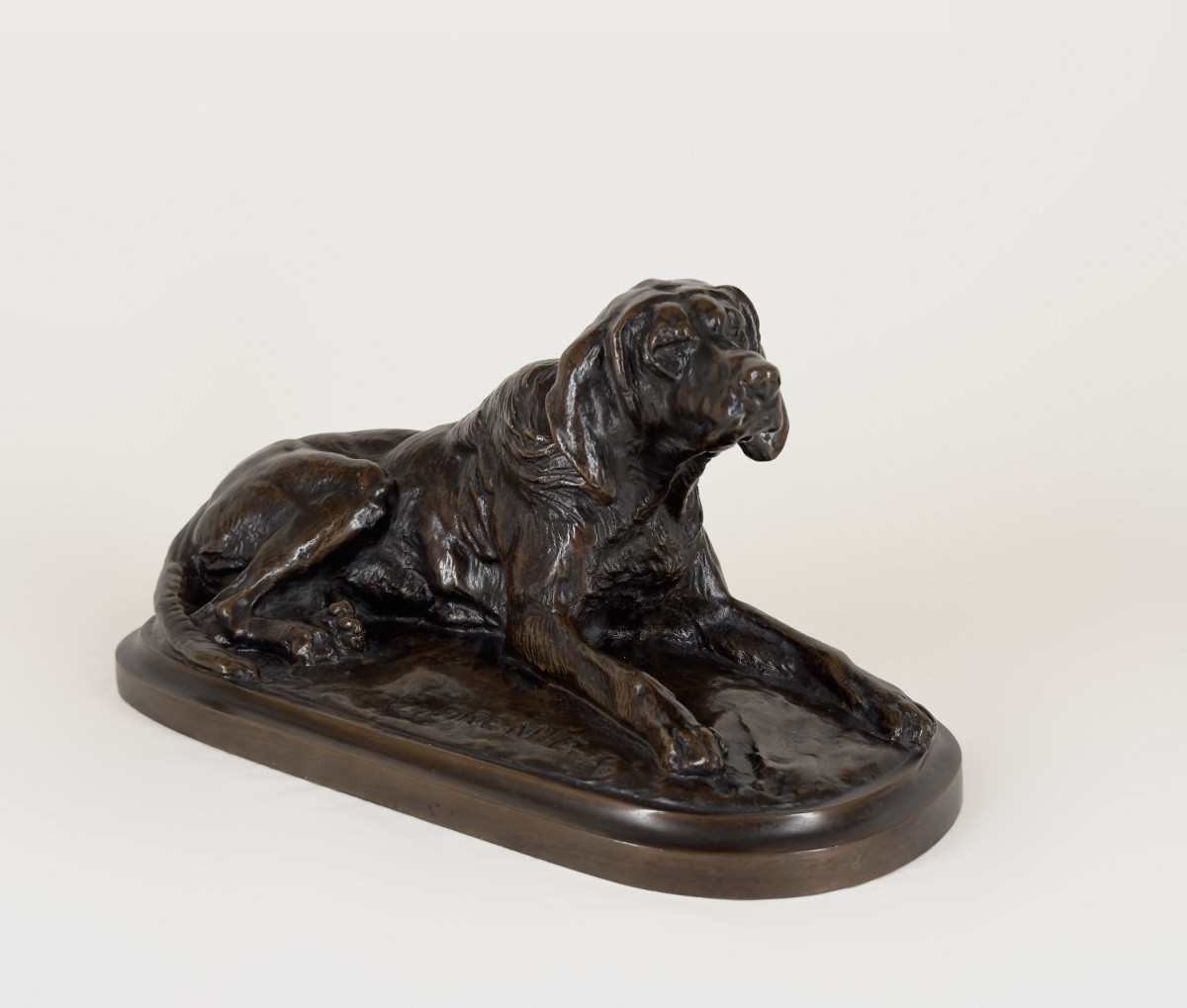 Chien de meute couché - Bronze de Emmanuel Frémiet (1824 - 1910)-photo-4