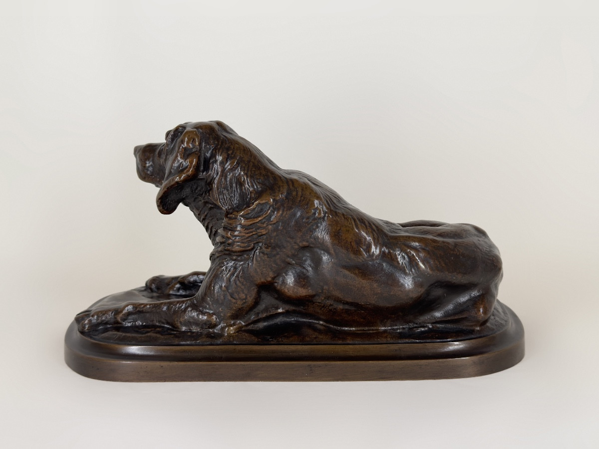 Chien de meute couché - Bronze de Emmanuel Frémiet (1824 - 1910)-photo-1