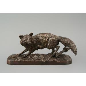 Renard à la barrière - Bronze de Pierre-jules Mêne (1810 - 1879)