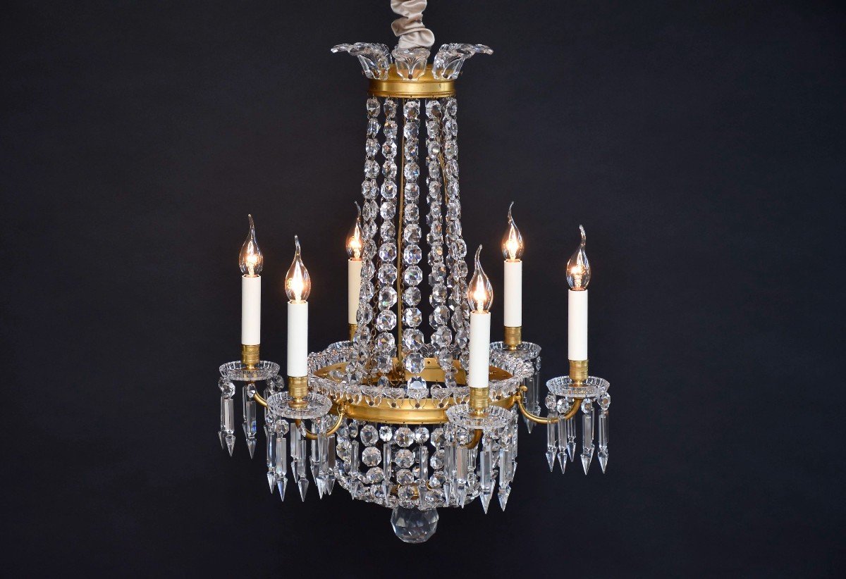 Lustre Baccarat Montgolfière En Bronze Doré-photo-2