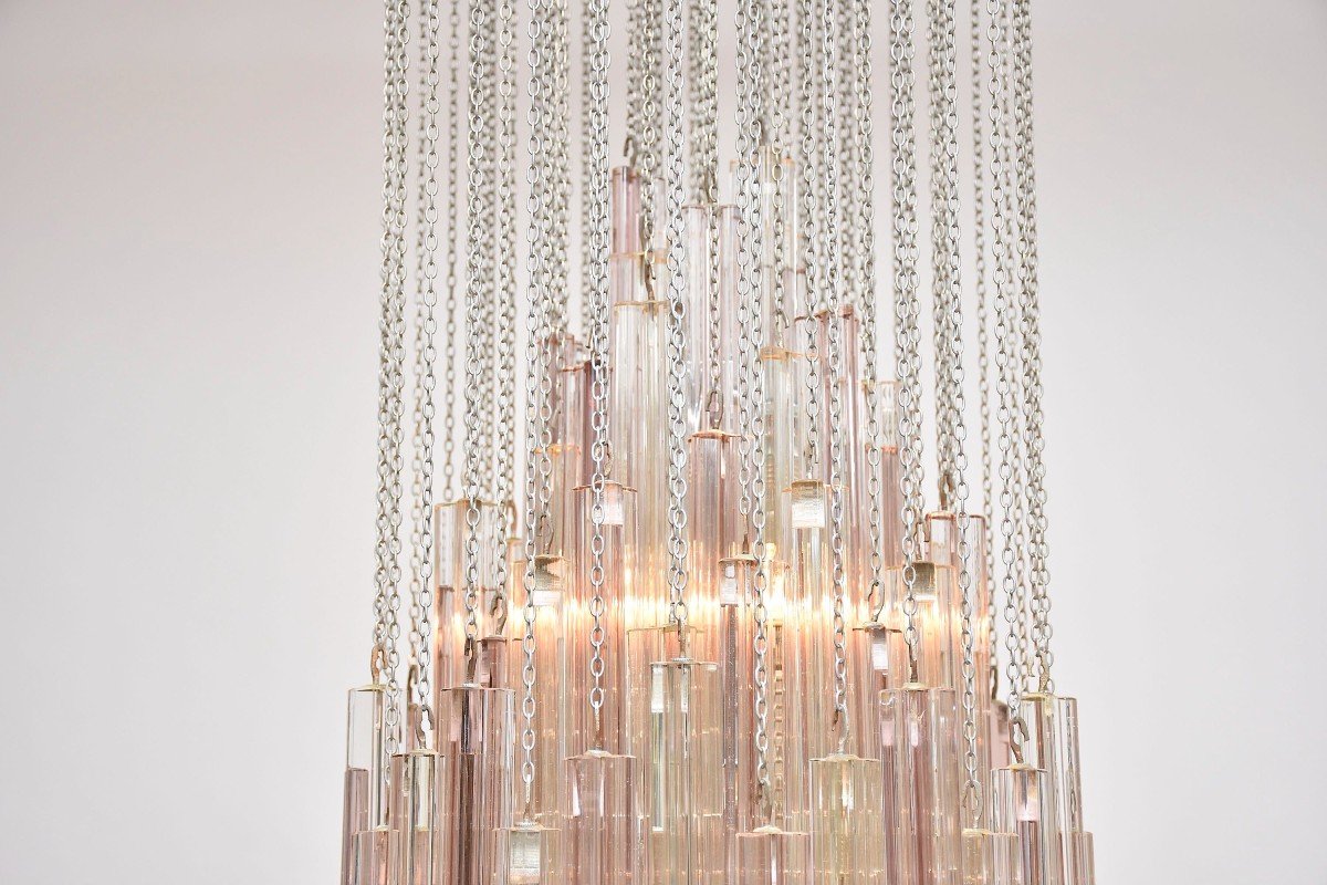 Large Mid-century Murano Chandelier By Venini-photo-1