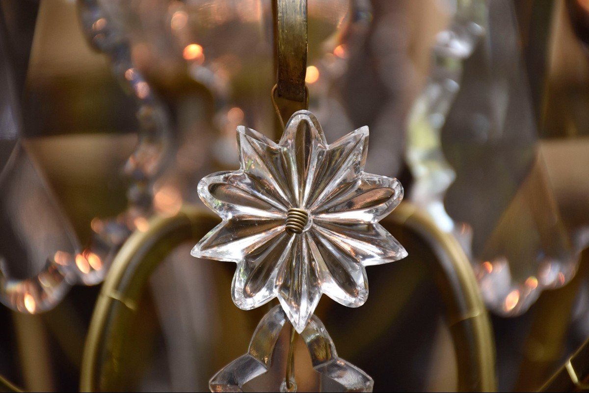 Large Cage Chandelier In Gilt Bronze And Baccarat Crystal, Louis XV Style-photo-2