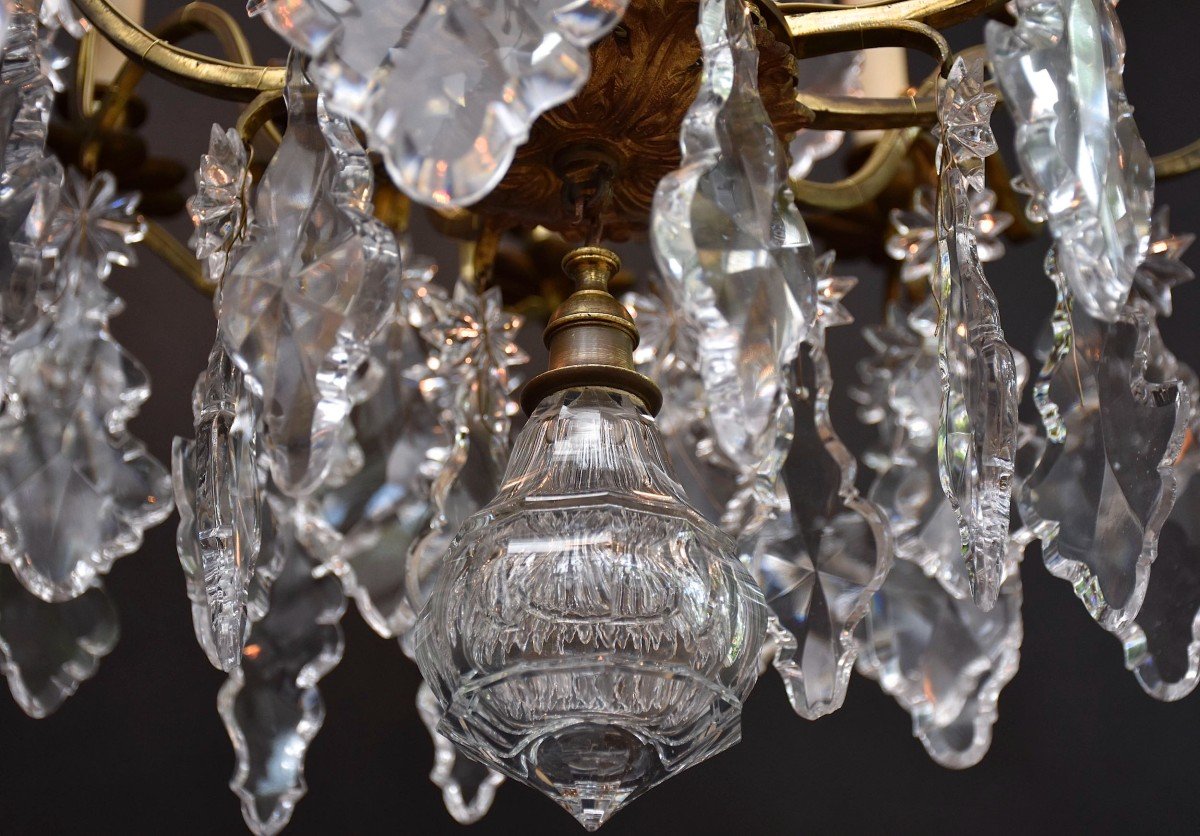 Large Cage Chandelier In Gilt Bronze And Baccarat Crystal, Louis XV Style-photo-4