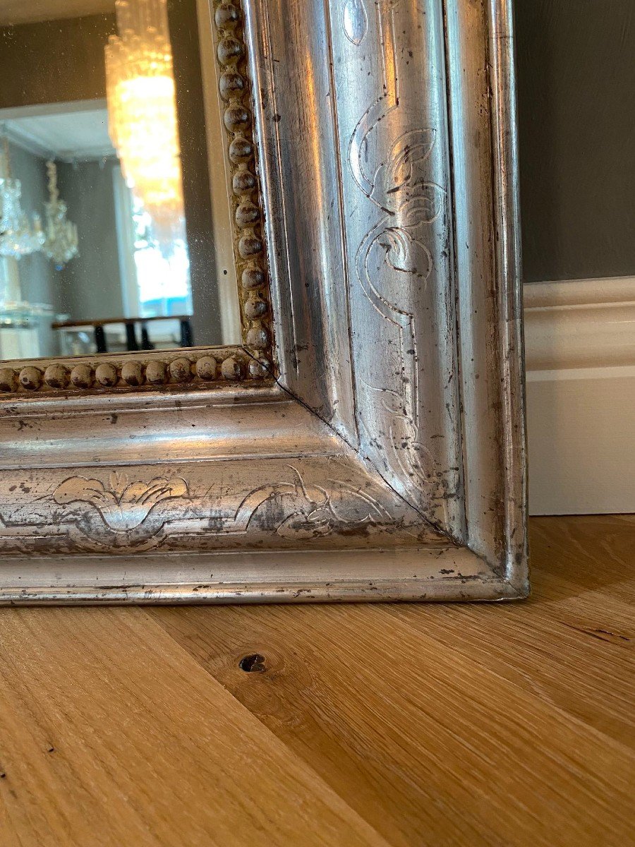 19th Century Silver Leaf Mirror Louis-philippe-photo-4