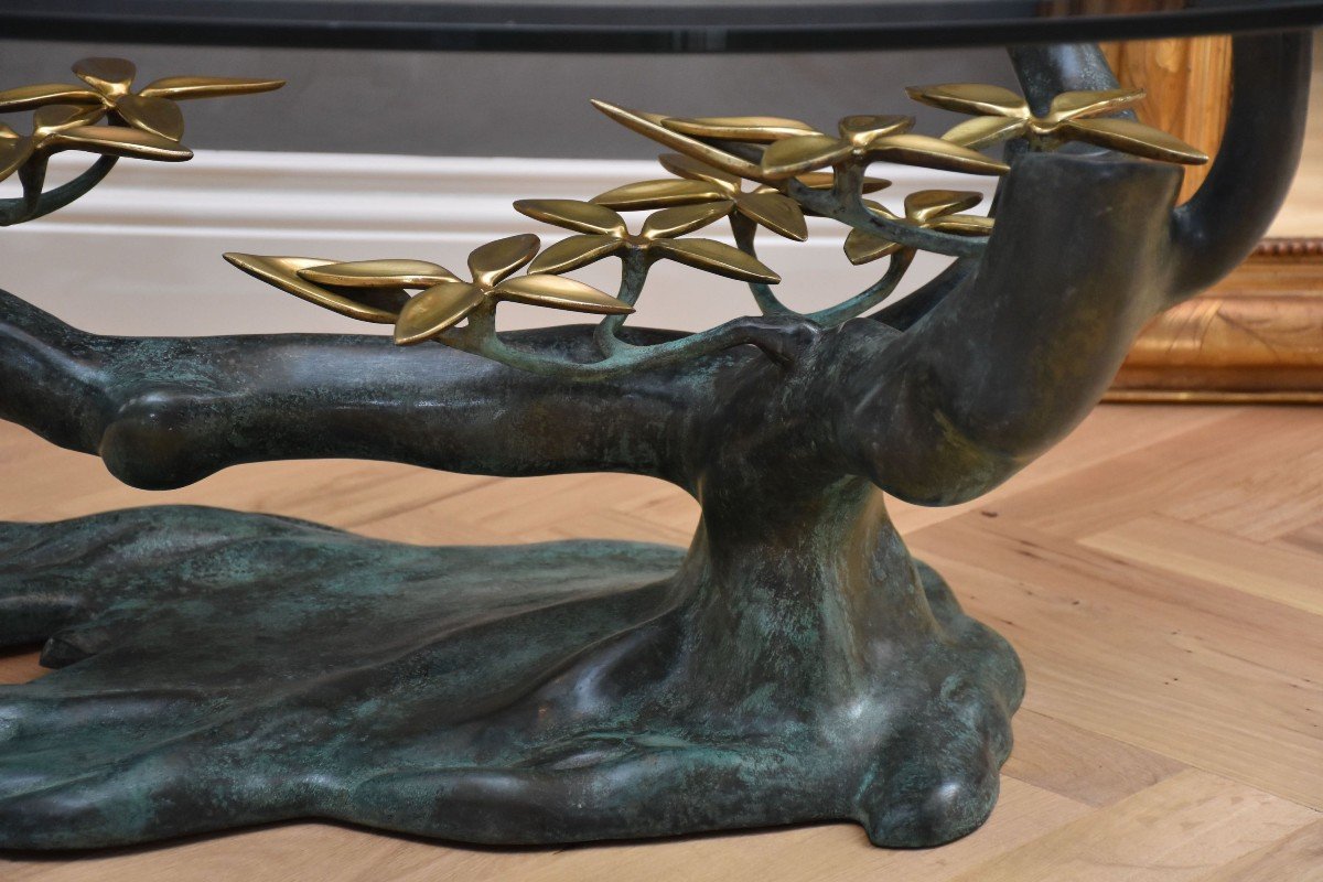 Coffee Table In Bronze And Glass 'bonsai' By Willy Daro-photo-3