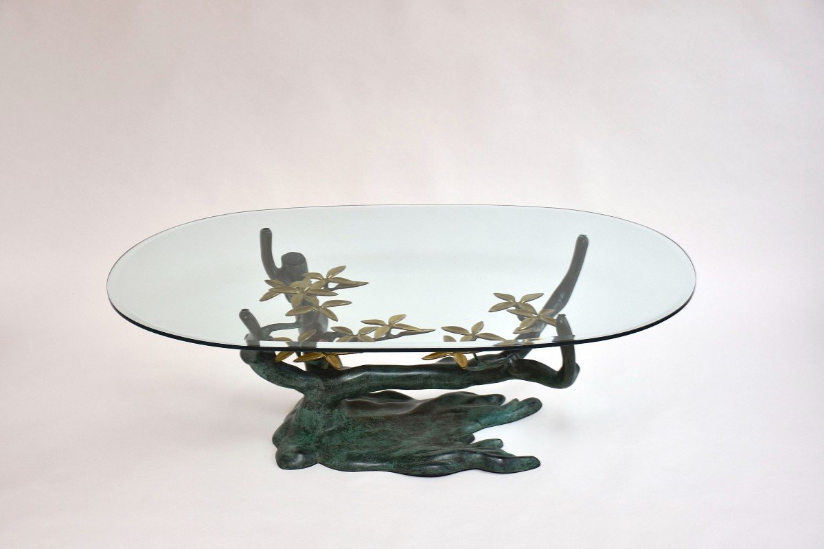Table Basse En Bronze Et Verre 'bonsai' By Willy Daro