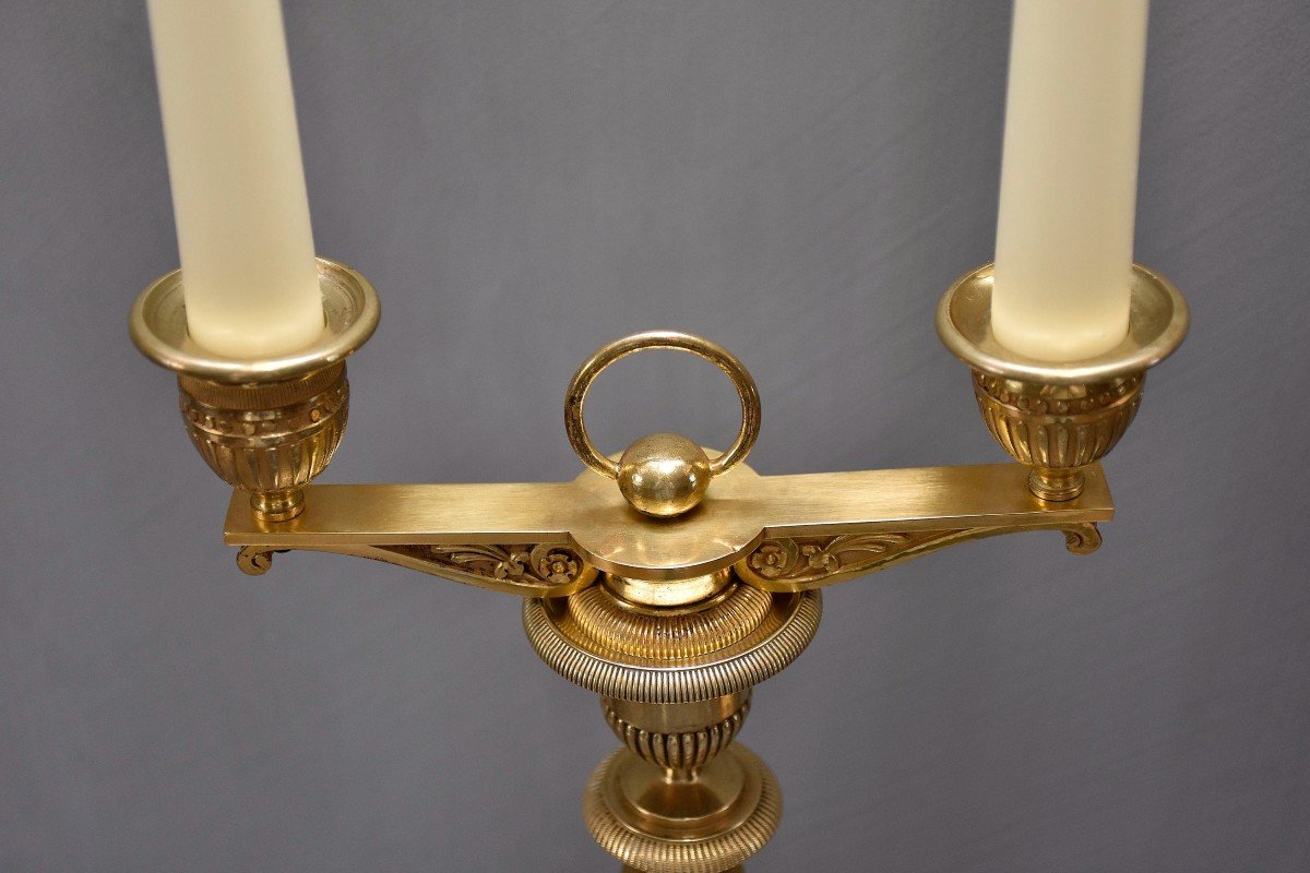 Pair Of Empire Candelabra In Gilt Bronze By Claude Galle-photo-4