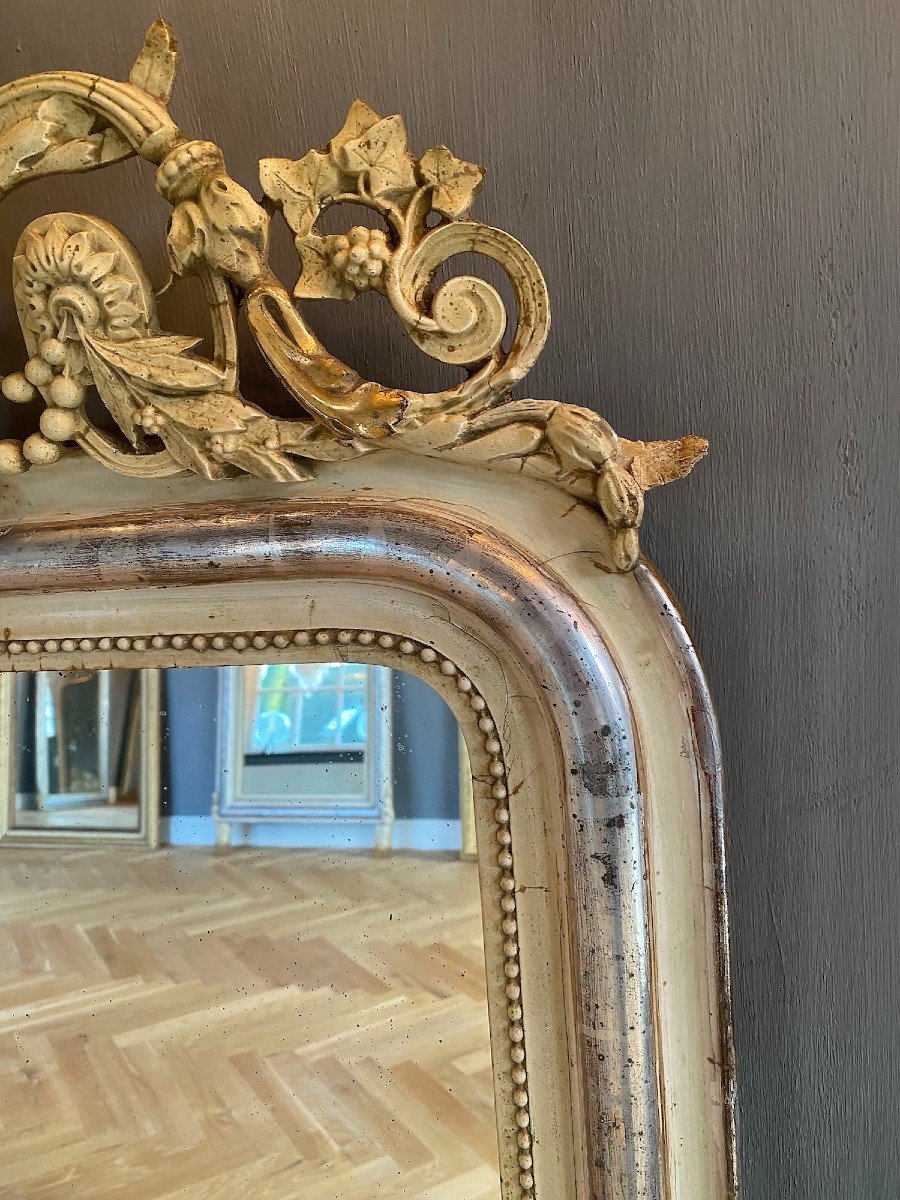 19th Century  French Gilt Mirror With A Crest-photo-3