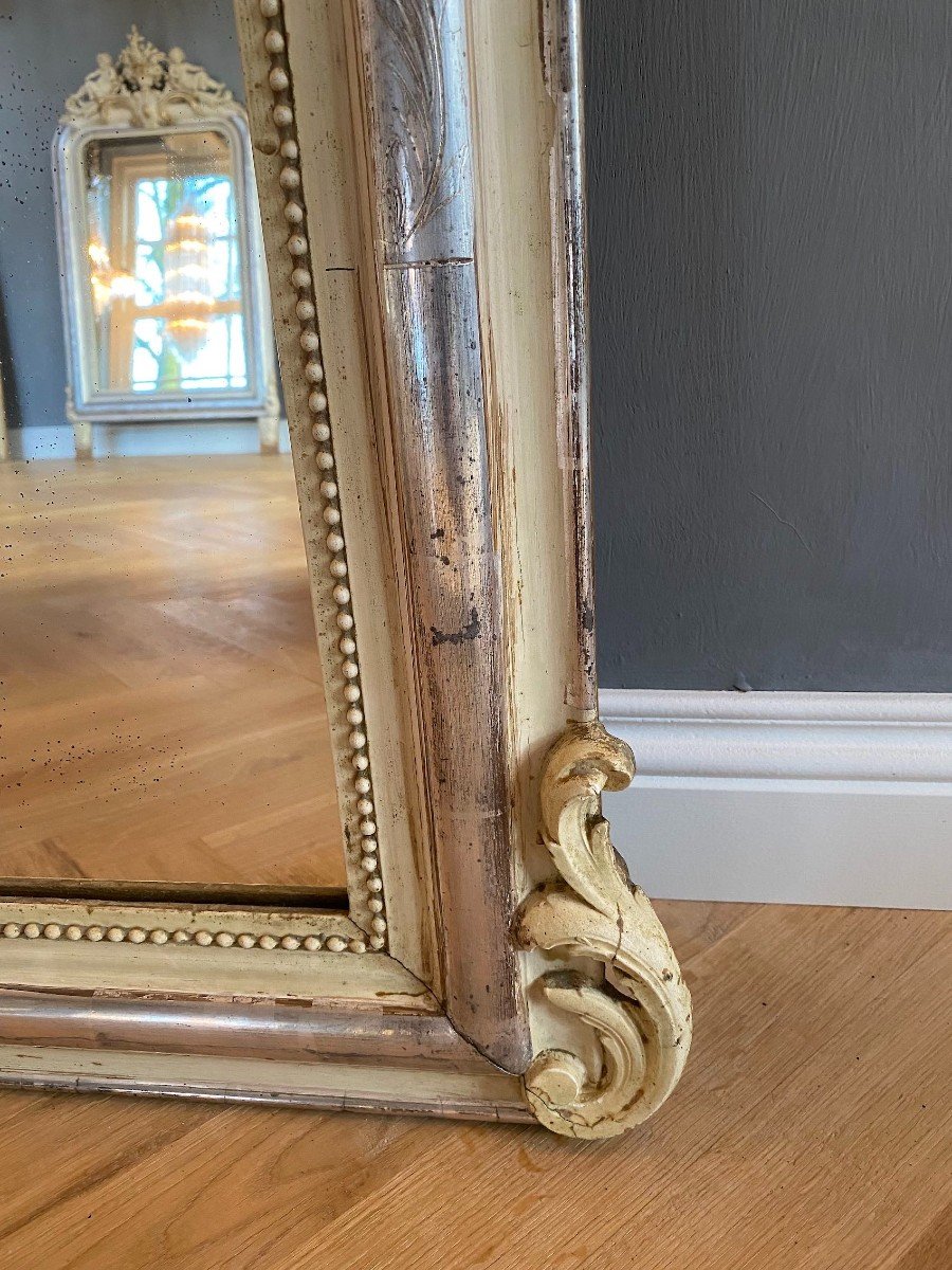 19th Century  French Gilt Mirror With A Crest-photo-4