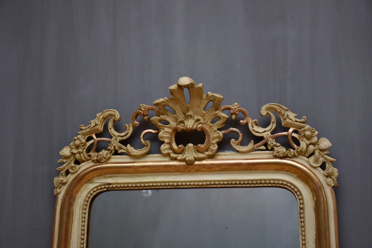 Miroir 19ème Siècle Feuille d'Or Doré Louis-philippe-photo-3