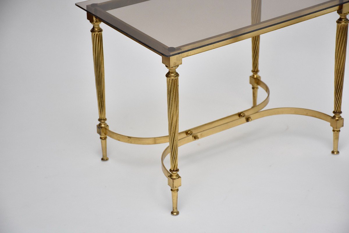 Pair Of Gilded Brass And Glass Side Tables, 1960-photo-3