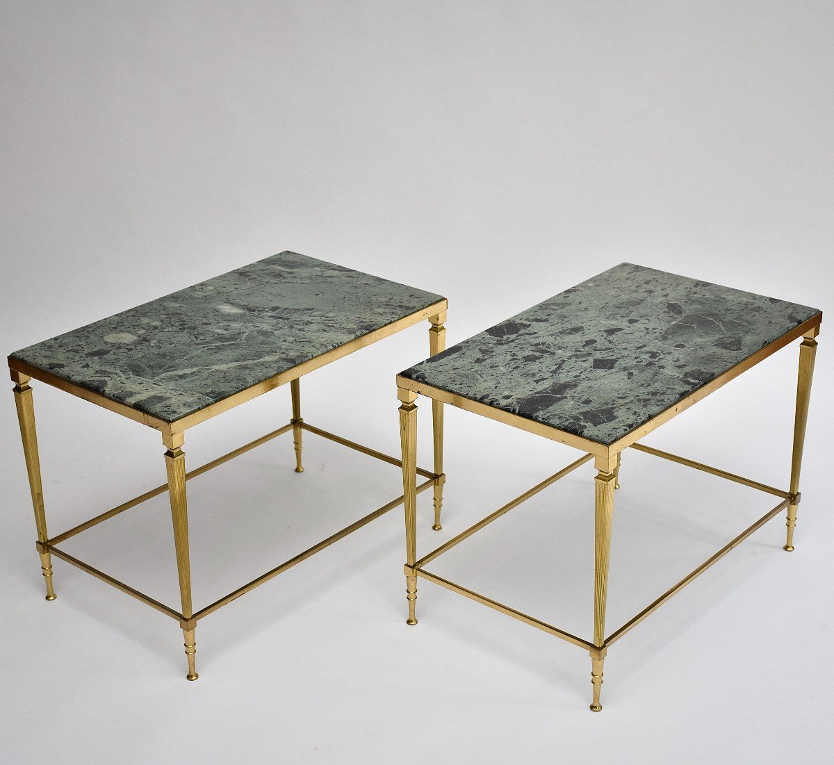 Pair Of Mid Century Gilt Brass And Marble Side Tables